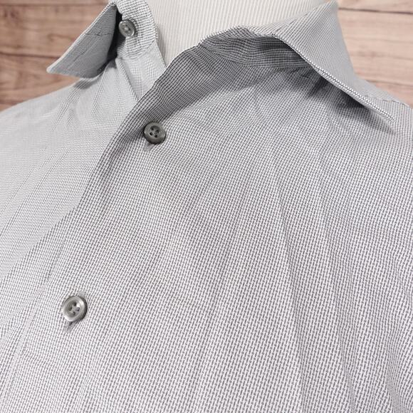 David Donahue Shirt Mens 16.5 36/37 Gray Micro Print Dress Button Down Cotton - Picture 2 of 9